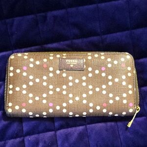 Fossil Brown Polka Dot Wallet